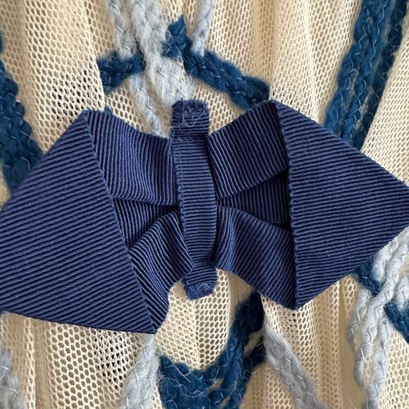 MI MI SOL | Cream Dress with Grosgrain Collar and Hand braided Lattice | Size 6 - Picture 4 of 12